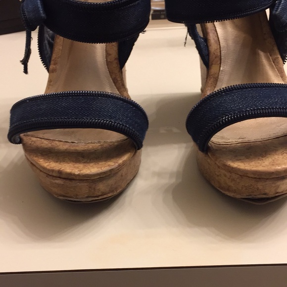 Denim and cork wedge sandals - Picture 4 of 4